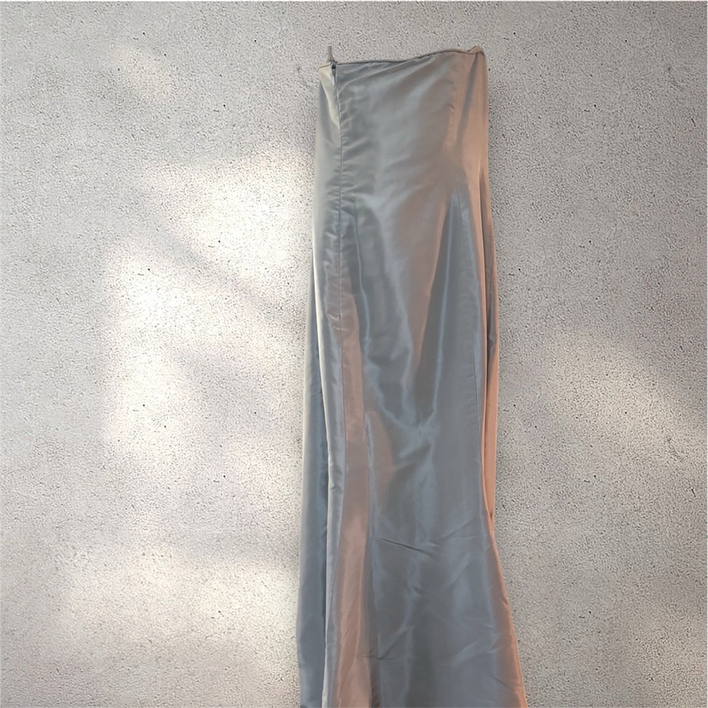 [Oscar de la Renta] Pink Label Silk Satin Strapless Gown Blue Gray Size 6 - Picture 2 of 11